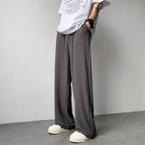 ADVBRIDGE  -  Summer Pleated Pants Men Fashion Oversized Ice Silk Pants Men Japanese Streetwear Hip-hop Loose Straight Pants Mens Trousers