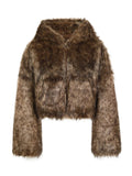Advbridge  Autumn Winter Chic Luxury Short Soft Thick Warm Hairy Shaggy Faux Fur Coat Women with Hood Zipper Fluffy Jacket 2024