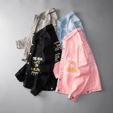 Advbridge Spring and Autumn Men's Denim Jacket Casual Solid Collar Single Breasted Jeans Jacket Men's Regular Opened Cotton Jacket