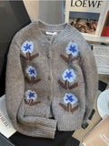 Advbridge 3D Flower Embroidery Sweater Women Autumn Winter Jacquard Knit Cardigan O-Neck Cashmere Wool Knitwear Coat Jumper