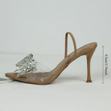ADVBRIDGE  -  Summer Women Sandals Diamond Bow Decoration Transparent Open Toe Evening Party Wedding Ladies High Heels Woman Shoes