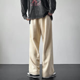 ADVBRIDGE  -  Winter Thickened Pants Men Warm Oversized Wide Leg Pants Men Streetwear Loose Straight Pants Mens Black Beige Thick Trousers