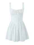 Advbridge Bowknot White Cotton Mini Dress Summer Women Sexy Short Beach Vestidos 2024 Corset A-line Tank Dress Party Club New
