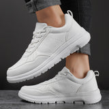 Advbridge Men's Business Leather Shoes Soft Moccasin Shoes Comfortable Casual Shoes for Men Autumn Solid Black White Men Sneakers