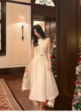 ADVBRIDGE  -  Luxury French Elegant Vintage White Midi Dress Slim Wasit Sleeveless A-Line Momen's Dresses Prom Female Clothes New Mujer 2025