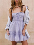 ADVBRIDGE  -  Women s Sleeveless A Line Mini Dress Backless Summer Smocked Spaghetti Strap Bohemian Bodycon Corset Party Dress