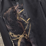 Advbridge Rhinestones Shirts Mens Luxury Top Diamond Men's Shirt Long Mouw Slim Casual Shirt Black Animal Horse Shirt Social Camisa Hombre