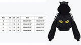 Advbridge Harajuku Women Summer Top Long Sleeveless Cute Cat Ear Hooded Pullover Lace Up Sweatshirt Hollow Out Lace Up Hoodies Short Top