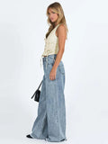 Advbridge Light Blue Fringes Jeans Women High Waist Zipper Pockets Wide Leg Long Denim Pants Female 2025 Spring Fashion Lady Streetwears ﻿