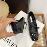 ADVBRIDGE  -  Lacquer Leather Square Toe Red Mary Jane Shoes for Women's 2025 Spring Height Increasing Ballet Cross Buckle Strap Pumps Women