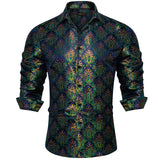 Advbridge New Luxury Silk Designer Men's Shirt Long Sleeve Social Button Down Collar Dress Shirts Blouse Prom Party Men Clothing