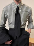 Advbridge Vintage Striped Printed Slim Shirts Mens Casual Long Sleeve Lapel Buttoned Shirt 2025 Spring Fall Mens Shirt Naple Style Clothes