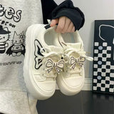 ADVBRIDGE  -  Cute Bow Womens Volcanise Shoes Retro Versatile Non Slip Skateboard Shoes Wear Resistant Lace Kawaii Shoes for Ladies