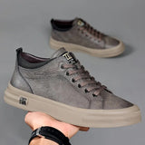 Advbridge Fashion Trend Men Sneakers Casual Leather Male Shoes Lightweight Skateboard Footwear Lace-Up Walking Flats Men Vulcanize Shoes