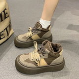 Advbridge 2024 Fashion Winter Women's Shoes Velvet Warm High Top Dad Shoes Comfortable Non-slip Flat Shoes Warm Cotton Casual Sports Shoes