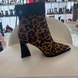 Advbridge Leopard Women Ankle Boots Sexy High Heels Pointed Toe Shoes Chunky Woman Trend Elegant Party Pumps New Fad Mujer Chelsea Botas