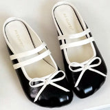 ADVBRIDGE  -  Sweet Bow Round Toe Women Sandals Narrow Band Non-slip Flat Sandals Summer Fashion Comfortable Patent Leather Mary Jane Shoes