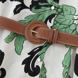 Advbridge Spring and summer women's fashionable new style with belt printed shirt style dress