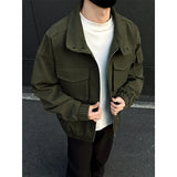 ADVBRIDGE  -  Black Jacket Men Fashion Green Retro Pocket Jacket Men Streetwear Hip-hop Loose Bomber Jacket Mens Vintage Cargo Jackets Coat