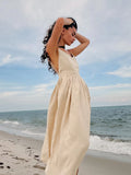 Advbridge Spring Summer Beach Style Women Dress Vintage Loose A-line Sling Dress Sexy Hot Girl 100% Cotton V-neck Dress