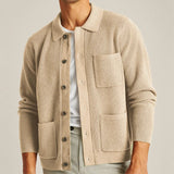 Advbridge Winter Men's Knit Cardigan Jacket Luxury Button-Down Sweater Casual Long Sleeve Lapel Solid Color Streetwear Korean Pocket Coat