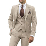 Advbridge 3 Pieces Beige Suits for Men Slim Fit Groom Tuxedo Wedding Suits Best Man Groomsmen Formal Party Suit Male Trajes De Hombre