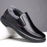 Advbridge -  Winter Warm Fur Loafers Men Leather Casual Shoes Men Walking Footwear Non-slip Thick Sole Warm Men's Sneakers Leather Moccasins