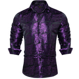 Advbridge New Luxury Silk Designer Men's Shirt Long Sleeve Social Button Down Collar Dress Shirts Blouse Prom Party Men Clothing