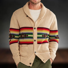 Advbridge Men‘s Wintern outfits Men's Casual Cardigan Sweater Autumn and Winter Striped Jacquard Sweater with Thick Collar and Cardigan Woolen Jacket Advbridge Men‘s Wintern outfits