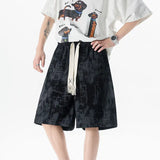 ADVBRIDGE  -  Boho Tie-Dye Plus Size Shorts for Men- Stretchy High Waist Summer Casual Pants with Pockets, Lightweight & Breathable