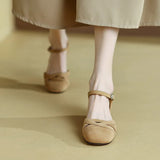 ADVBRIDGE  -  Fashion Womens Shoes 2025 Summer Round Toe Breathable Female Med Clear Heels Luxury Comfort Girls Beige Medium Sandal