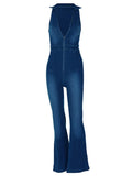 Advbridge Y2k Denim Jumpsuit Women New V-Neck Sleeveless Slim Bodycon Jumpsuits Overalls Streetwear One Piece Outfits Jeans
