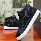 Advbridge  Men's All-match High Top Casual Sneakers Spring and Autumn High Top Canvas Shoes Breathable Deodorant Men's Denim Shoes