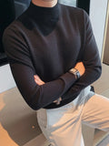 Advbridge Spring Autumn Solid Half Collar Knitted Tops Luxury Formal Long Sleeve Texture New Pullovers Men Clothing Slim Male Jumper