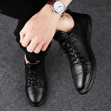 ADVBRIDGE  -  Genuine Leather Mens Casual Shoes Luxury Brand Black Outdoor Formal Shoes Men Man Fashion Simple Male Footwear Men Sneakers