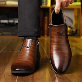 ADVBRIDGE  -  Retro Cowboy Boots Leather Men Shoes Chelsea Boots Pointed Toe Men Boots Zipper Male Ankle Boot for Men Dress Shoes Man