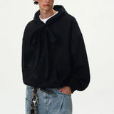 Advbridge American Vintage Mens Hoodies Y2K Style Lace-up Design Loose Zipper Cardigan Sweatshirt Streetwear Fashion Couples Hooded Tops