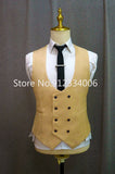 Advbridge Formal Men 3 Piece Wedding Suit Groom Tuxedo Slim Fit Business Suits Champagne Wedding Suit Costume Homme (Blazer+Pants+Vest)
