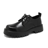 Advbridge Men Korea Leather Platform Oxfords Slip On Thick Tottom For Male Derby Shoes Casual Loafers Mens Square Toe Formal Dress Shoes