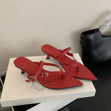 ADVBRIDGE  -  Women Thin Low Heels Slippers Sandal Outdoor Slip On Flip Flops New Brand Narrow Band Sandal For Party Elegant Pointed Toe Pumps