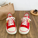 ADVBRIDGE  -  New Women Colorblock Vulcanized Canvas Sneakers Flat Sole Lace-Up Soft Comfort Latex Cushion Summer Student Casual Shoes