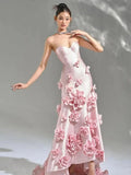 Advbridge  Elegant Vintage Sweet Flowers Mermaid Sexy Backless Customized Formal OccasionPromDrescustomized