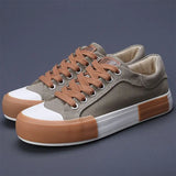 ADVBRIDGE  -  Men Canvas Shoes Casual Lace Up Sneakers Summer Fashion Breathable Vulcanize Shoes Rubber Flats Outdoor Autumn Casual Man Shoes