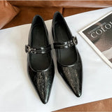 ADVBRIDGE  -  Pointed French Retro Low Heel Flat Heel Mary Jane Shoes for Women 2025 Spring New Style One Straw Style Single Shoes for Women