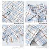 Advbridge Autumn Men's Clothing Luxury Ripped Plaid Shirt Retro Solid Color Button-down Long Sleeve Streetwear Popular Check Clothes