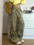 Advbridge Vintage Y2k Camouflage Cargo Pants Women Hip Hop Style Wide Leg Camo Pants Tie-dye Streetwear Grunge Aesthetic 90s Pants