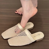 ADVBRIDGE  -  Summer Women Slippers Sexy Mesh Mules Shoes Indoor Home Slides Female Flats Shoes Beach Sandals Flip Flops New Woman Shoes