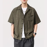 ADVBRIDGE  -  Summer Lightweight Thin Cool Shirts Men Retro Loose Casual Short Sleeve Cargo Shirt Cityboy Streetwear Plus Size Shirts Blouses