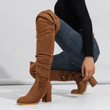 Advbridge Autumn Winter Black Brown Over The Knee Boots Women Sexy Pointed Toe Zip Thigh High Shoes Square Heels Booties Femme