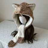 Advbridge Kawaii Lace Winter Hat Faux Fur Plush Reindeer Furry Boots Socks Cover Gothic Cap Leg Warmers Performance Costume Bomber Hats